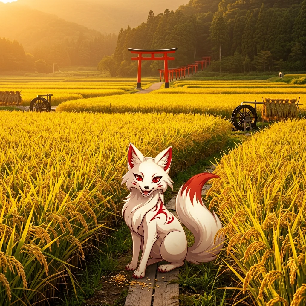 稲穂・狐