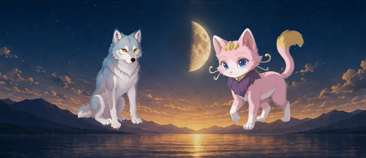 21体のツカイのうち、〈焚き火の狼〉と〈招きの猫〉